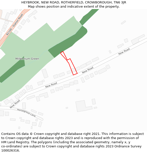 HEYBROOK, NEW ROAD, ROTHERFIELD, CROWBOROUGH, TN6 3JR: Location map and indicative extent of plot