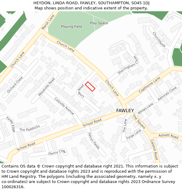 HEYDON, LINDA ROAD, FAWLEY, SOUTHAMPTON, SO45 1DJ: Location map and indicative extent of plot