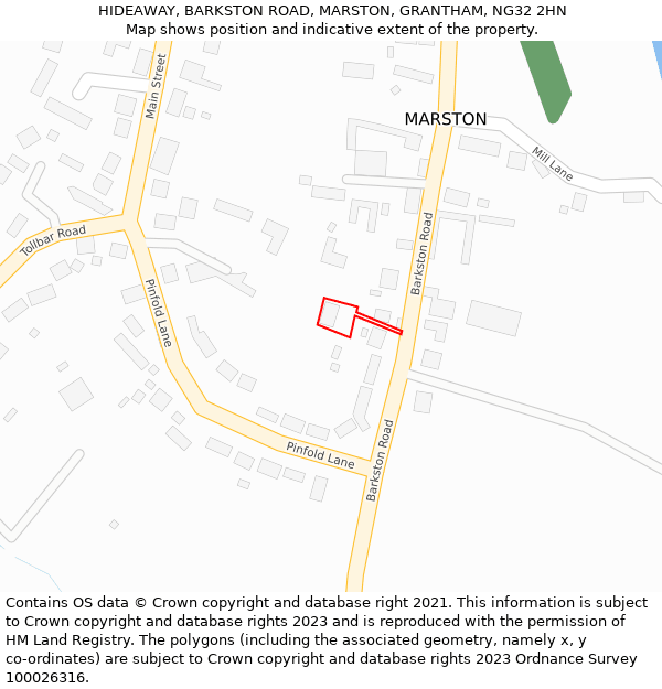 HIDEAWAY, BARKSTON ROAD, MARSTON, GRANTHAM, NG32 2HN: Location map and indicative extent of plot