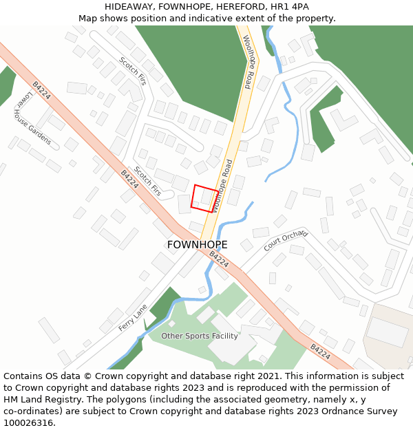 HIDEAWAY, FOWNHOPE, HEREFORD, HR1 4PA: Location map and indicative extent of plot