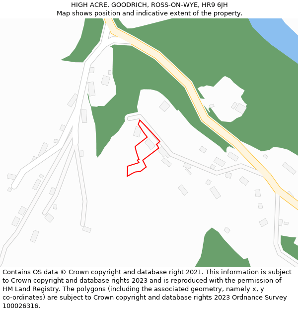 HIGH ACRE, GOODRICH, ROSS-ON-WYE, HR9 6JH: Location map and indicative extent of plot