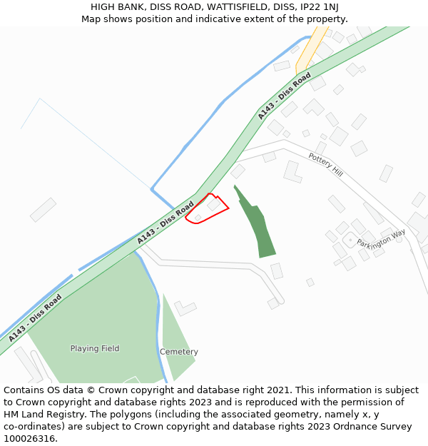 HIGH BANK, DISS ROAD, WATTISFIELD, DISS, IP22 1NJ: Location map and indicative extent of plot