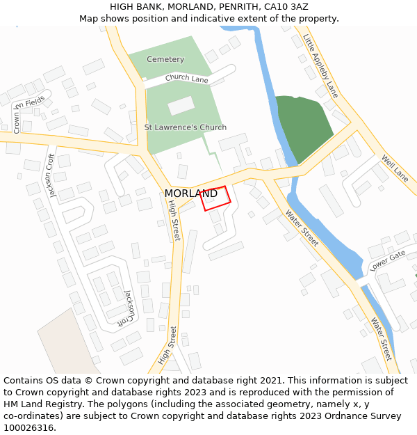 HIGH BANK, MORLAND, PENRITH, CA10 3AZ: Location map and indicative extent of plot