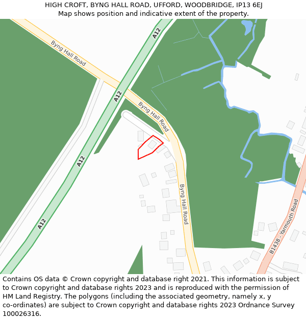 HIGH CROFT, BYNG HALL ROAD, UFFORD, WOODBRIDGE, IP13 6EJ: Location map and indicative extent of plot