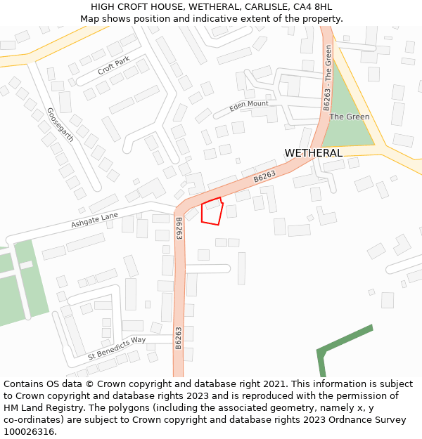 HIGH CROFT HOUSE, WETHERAL, CARLISLE, CA4 8HL: Location map and indicative extent of plot