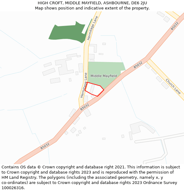 HIGH CROFT, MIDDLE MAYFIELD, ASHBOURNE, DE6 2JU: Location map and indicative extent of plot