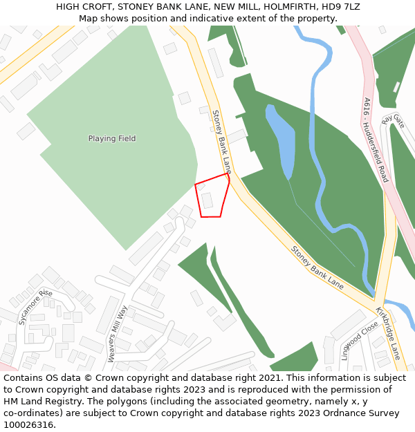 HIGH CROFT, STONEY BANK LANE, NEW MILL, HOLMFIRTH, HD9 7LZ: Location map and indicative extent of plot