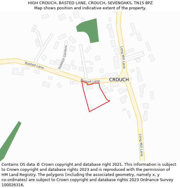 HIGH CROUCH, BASTED LANE, CROUCH, SEVENOAKS, TN15 8PZ: Location map and indicative extent of plot
