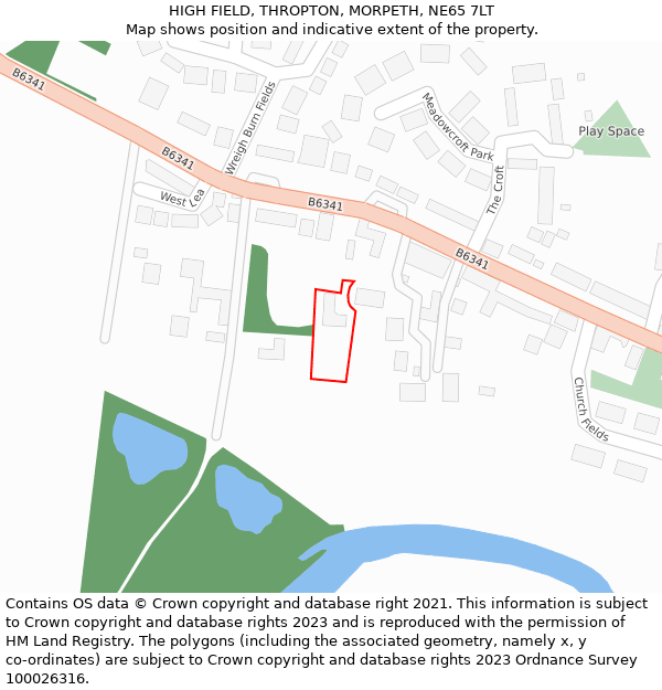 HIGH FIELD, THROPTON, MORPETH, NE65 7LT: Location map and indicative extent of plot