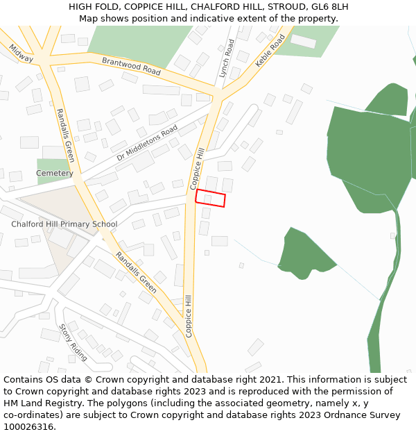 HIGH FOLD, COPPICE HILL, CHALFORD HILL, STROUD, GL6 8LH: Location map and indicative extent of plot