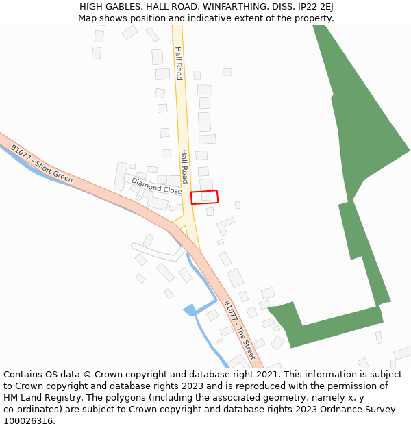 HIGH GABLES, HALL ROAD, WINFARTHING, DISS, IP22 2EJ: Location map and indicative extent of plot