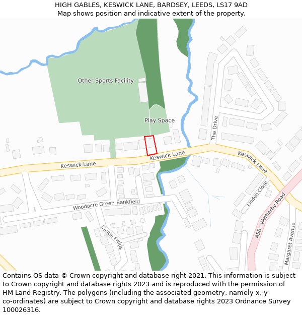 HIGH GABLES, KESWICK LANE, BARDSEY, LEEDS, LS17 9AD: Location map and indicative extent of plot