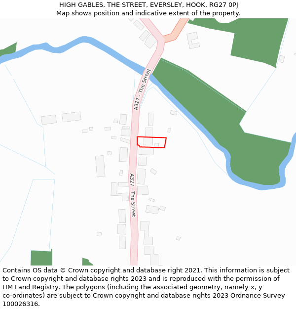 HIGH GABLES, THE STREET, EVERSLEY, HOOK, RG27 0PJ: Location map and indicative extent of plot