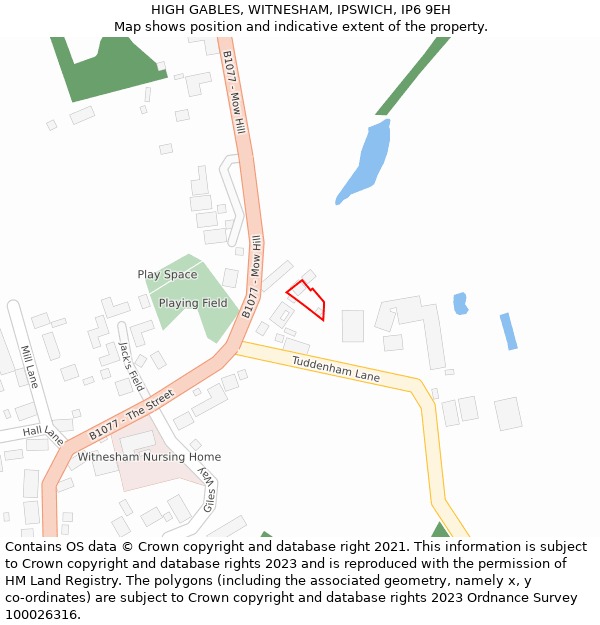 HIGH GABLES, WITNESHAM, IPSWICH, IP6 9EH: Location map and indicative extent of plot