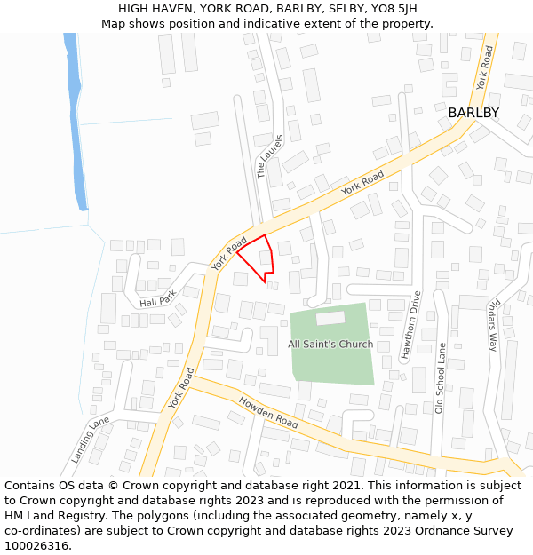 HIGH HAVEN, YORK ROAD, BARLBY, SELBY, YO8 5JH: Location map and indicative extent of plot
