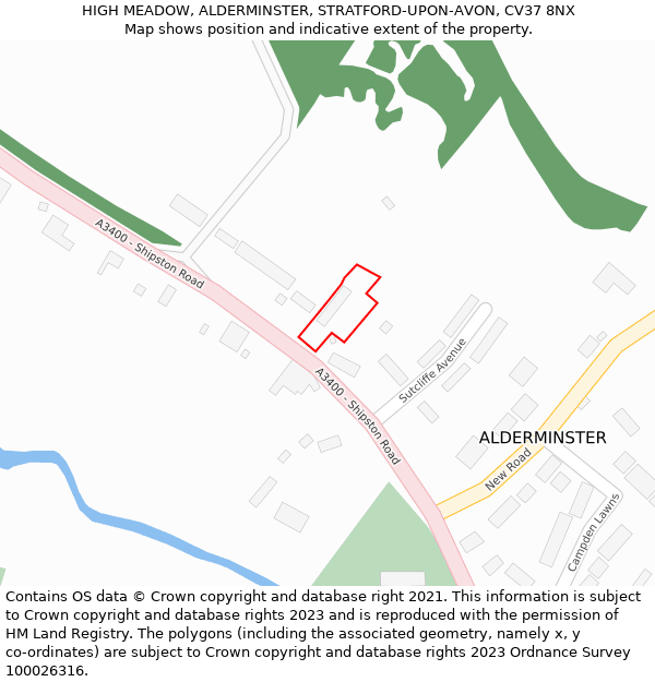 HIGH MEADOW, ALDERMINSTER, STRATFORD-UPON-AVON, CV37 8NX: Location map and indicative extent of plot