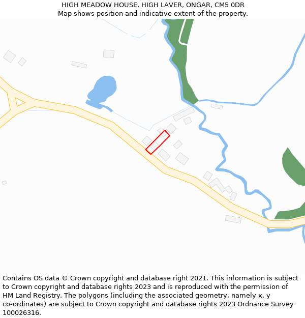 HIGH MEADOW HOUSE, HIGH LAVER, ONGAR, CM5 0DR: Location map and indicative extent of plot