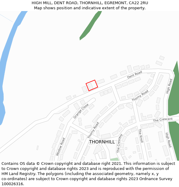 HIGH MILL, DENT ROAD, THORNHILL, EGREMONT, CA22 2RU: Location map and indicative extent of plot