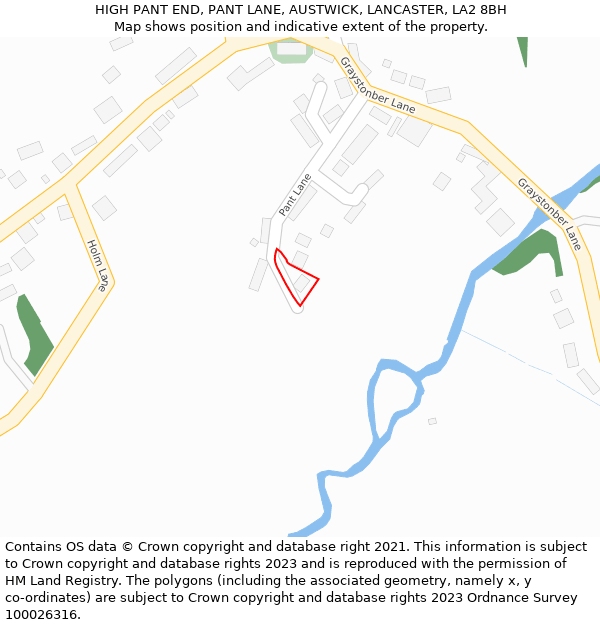 HIGH PANT END, PANT LANE, AUSTWICK, LANCASTER, LA2 8BH: Location map and indicative extent of plot