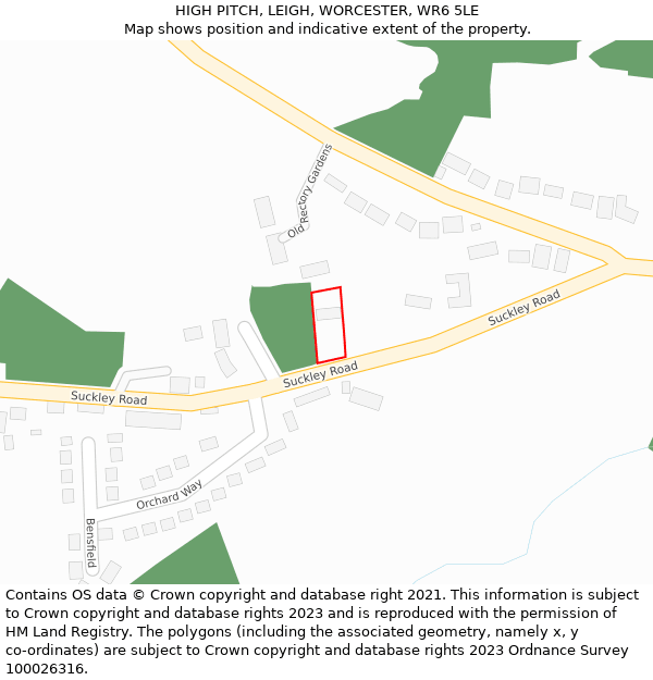 HIGH PITCH, LEIGH, WORCESTER, WR6 5LE: Location map and indicative extent of plot