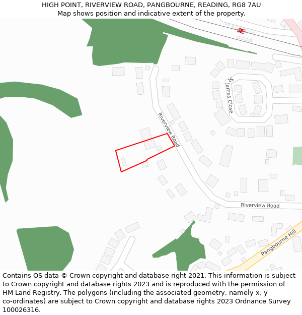 HIGH POINT, RIVERVIEW ROAD, PANGBOURNE, READING, RG8 7AU: Location map and indicative extent of plot