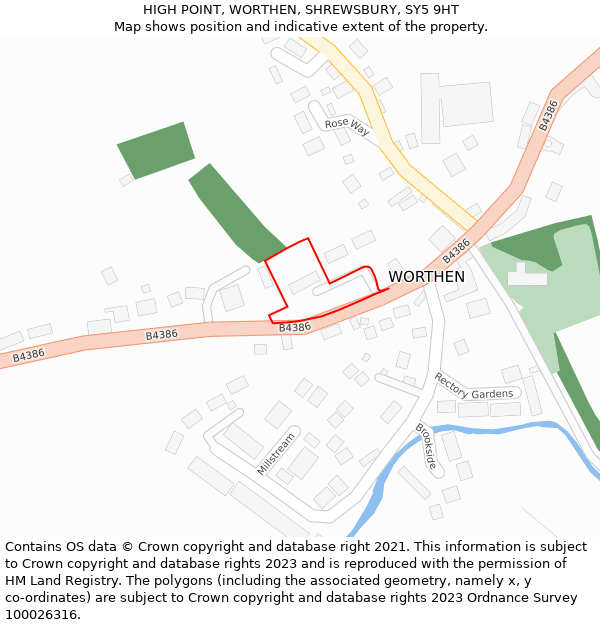 HIGH POINT, WORTHEN, SHREWSBURY, SY5 9HT: Location map and indicative extent of plot
