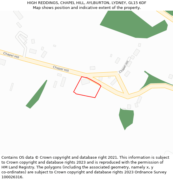 HIGH REDDINGS, CHAPEL HILL, AYLBURTON, LYDNEY, GL15 6DF: Location map and indicative extent of plot
