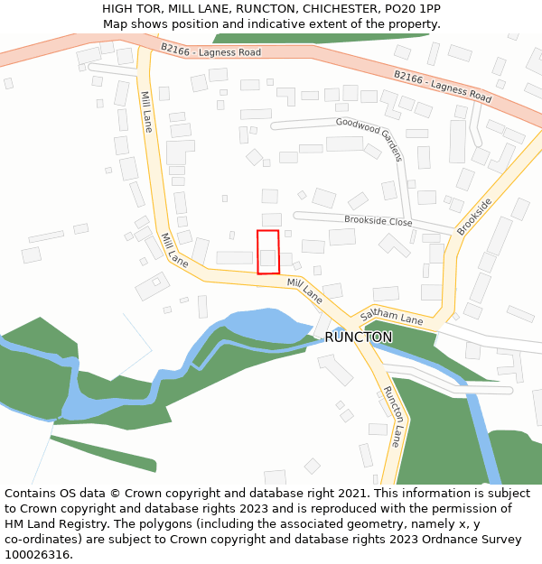HIGH TOR, MILL LANE, RUNCTON, CHICHESTER, PO20 1PP: Location map and indicative extent of plot