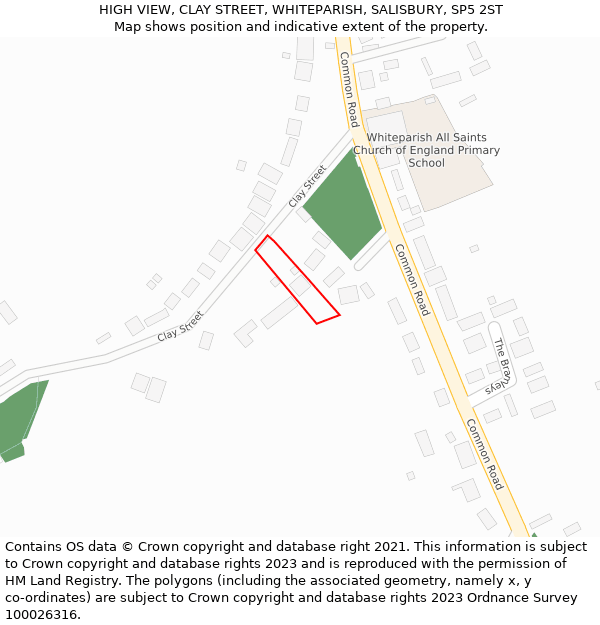 HIGH VIEW, CLAY STREET, WHITEPARISH, SALISBURY, SP5 2ST: Location map and indicative extent of plot