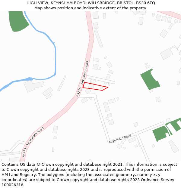 HIGH VIEW, KEYNSHAM ROAD, WILLSBRIDGE, BRISTOL, BS30 6EQ: Location map and indicative extent of plot