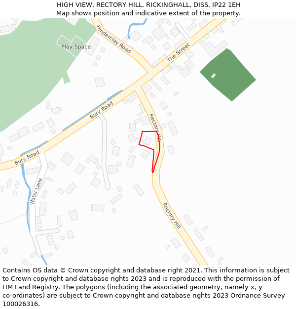 HIGH VIEW, RECTORY HILL, RICKINGHALL, DISS, IP22 1EH: Location map and indicative extent of plot