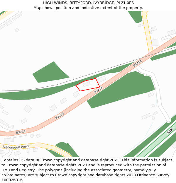 HIGH WINDS, BITTAFORD, IVYBRIDGE, PL21 0ES: Location map and indicative extent of plot