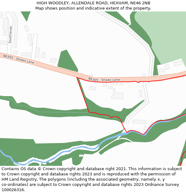HIGH WOODLEY, ALLENDALE ROAD, HEXHAM, NE46 2NB: Location map and indicative extent of plot
