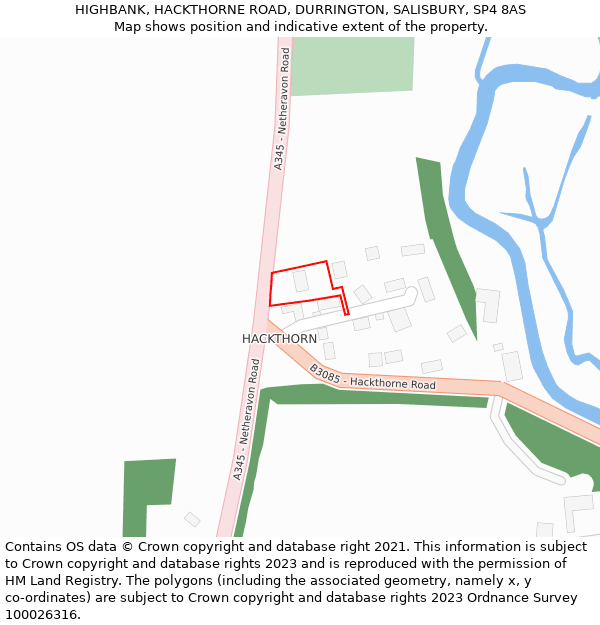 HIGHBANK, HACKTHORNE ROAD, DURRINGTON, SALISBURY, SP4 8AS: Location map and indicative extent of plot