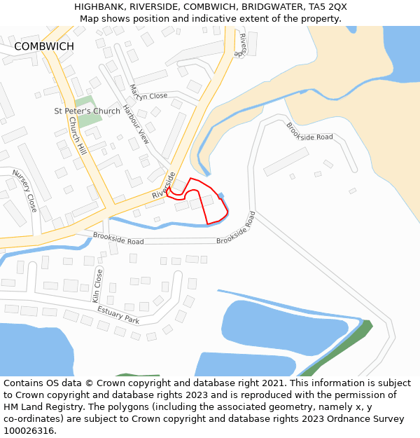 HIGHBANK, RIVERSIDE, COMBWICH, BRIDGWATER, TA5 2QX: Location map and indicative extent of plot