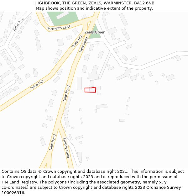 HIGHBROOK, THE GREEN, ZEALS, WARMINSTER, BA12 6NB: Location map and indicative extent of plot