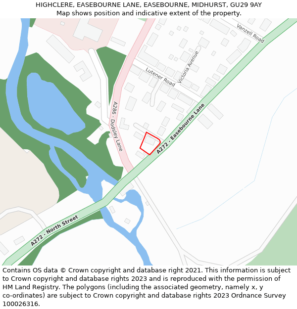HIGHCLERE, EASEBOURNE LANE, EASEBOURNE, MIDHURST, GU29 9AY: Location map and indicative extent of plot