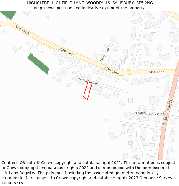 HIGHCLERE, HIGHFIELD LANE, WOODFALLS, SALISBURY, SP5 2NG: Location map and indicative extent of plot