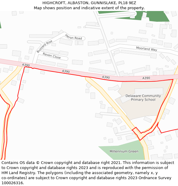 HIGHCROFT, ALBASTON, GUNNISLAKE, PL18 9EZ: Location map and indicative extent of plot