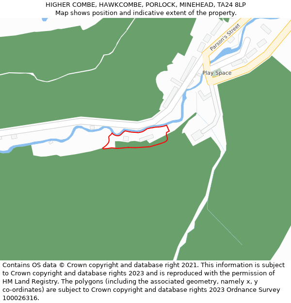 HIGHER COMBE, HAWKCOMBE, PORLOCK, MINEHEAD, TA24 8LP: Location map and indicative extent of plot