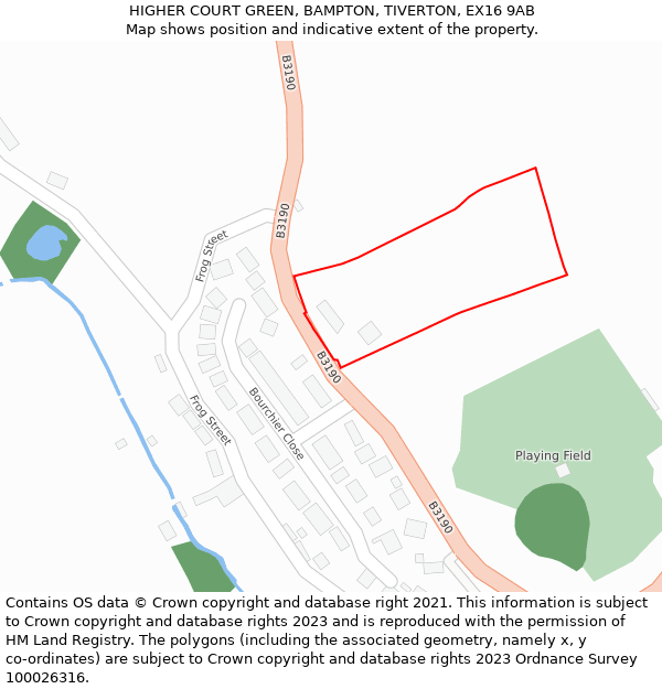 HIGHER COURT GREEN, BAMPTON, TIVERTON, EX16 9AB: Location map and indicative extent of plot