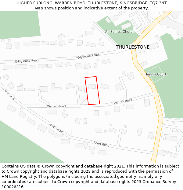 HIGHER FURLONG, WARREN ROAD, THURLESTONE, KINGSBRIDGE, TQ7 3NT: Location map and indicative extent of plot