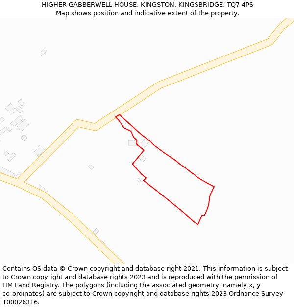 HIGHER GABBERWELL HOUSE, KINGSTON, KINGSBRIDGE, TQ7 4PS: Location map and indicative extent of plot