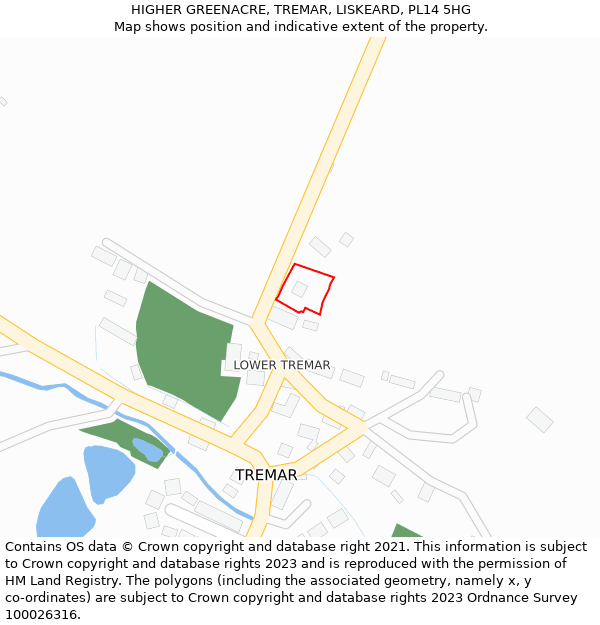 HIGHER GREENACRE, TREMAR, LISKEARD, PL14 5HG: Location map and indicative extent of plot