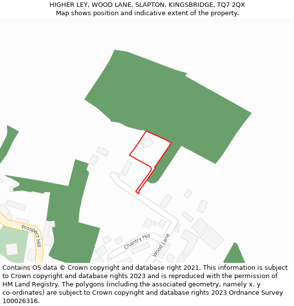 HIGHER LEY, WOOD LANE, SLAPTON, KINGSBRIDGE, TQ7 2QX: Location map and indicative extent of plot