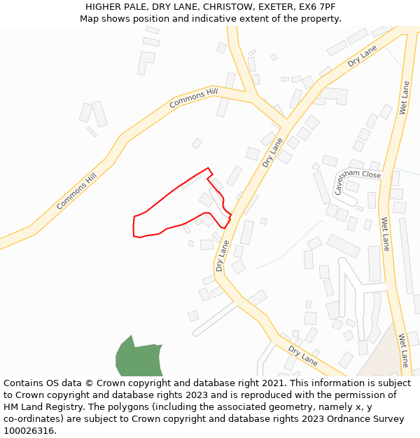 HIGHER PALE, DRY LANE, CHRISTOW, EXETER, EX6 7PF: Location map and indicative extent of plot