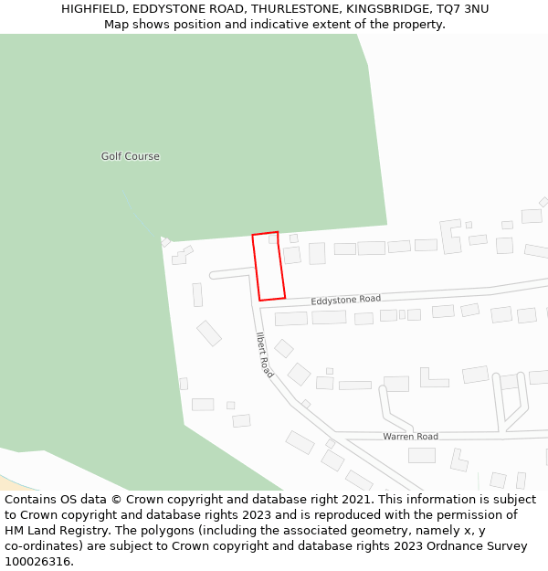 HIGHFIELD, EDDYSTONE ROAD, THURLESTONE, KINGSBRIDGE, TQ7 3NU: Location map and indicative extent of plot