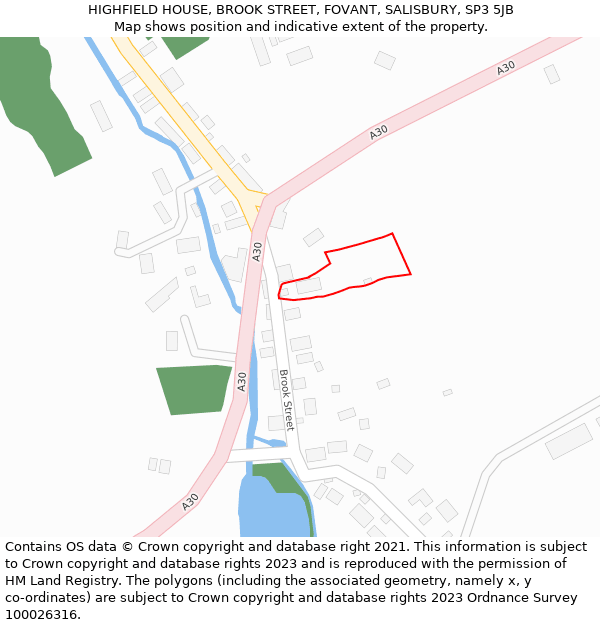 HIGHFIELD HOUSE, BROOK STREET, FOVANT, SALISBURY, SP3 5JB: Location map and indicative extent of plot