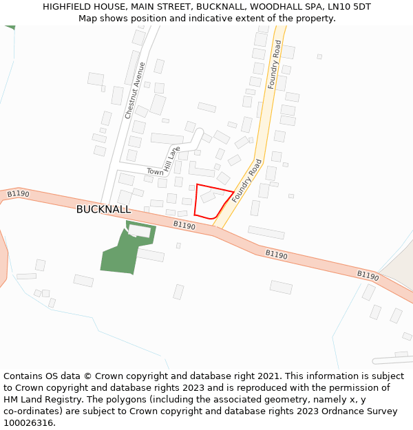 HIGHFIELD HOUSE, MAIN STREET, BUCKNALL, WOODHALL SPA, LN10 5DT: Location map and indicative extent of plot
