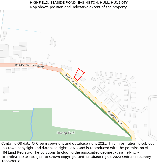 HIGHFIELD, SEASIDE ROAD, EASINGTON, HULL, HU12 0TY: Location map and indicative extent of plot